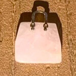 🆕ROSE QUARTZ GENUINE NATURAL STONE QUARTZ CARVED PURSE BAG TOTE CHARM #3